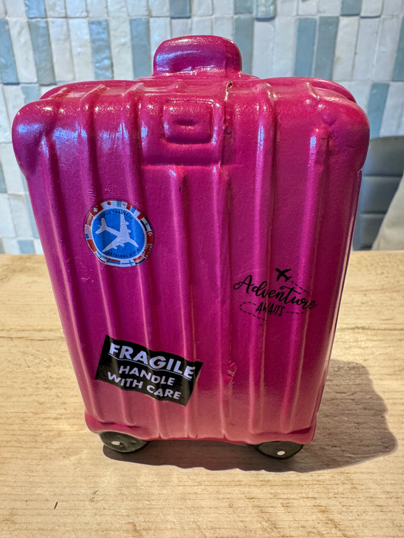 Spaarpot koffer 13,5x9x5 cm roze