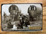 Metalen wandbord Reizigers
