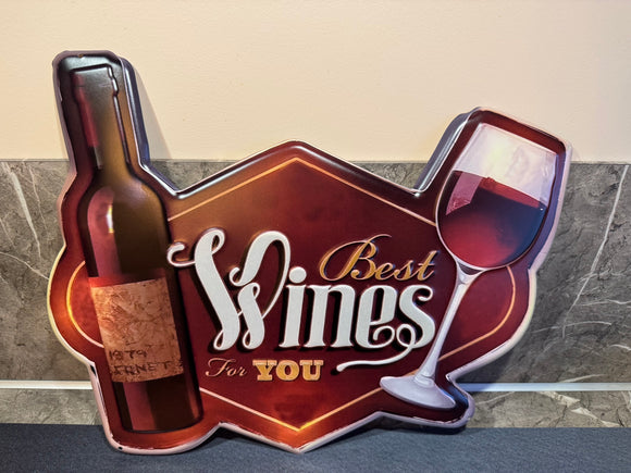 Metalen wandbord Best wines for you .