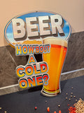 Metalen wandbord Beer How bout a cold one?