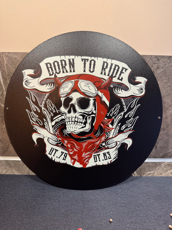 Metalen wandbord Born to ride.