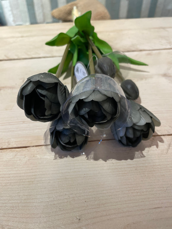 Real touch tulpen zwart/grijs