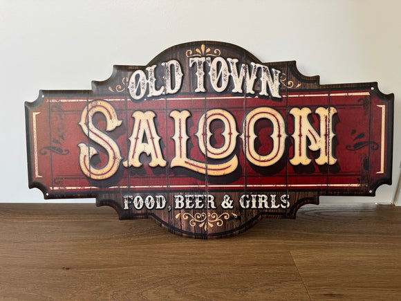 Metalen wandbord Old town Saloon