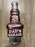 Metalen wandbord,Bougie met tekst Dad’s garage